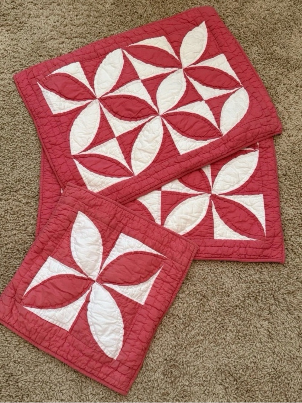 The Company Store 2 Quilted Pink/White Standard Pillow Shams, Throw Pillow Sham